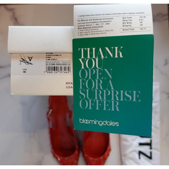 Schutz Womens Ruth Mid Pump Size 8 Red Patent Slingback Kitten Heel Pointed Toe - Picture 2 of 10